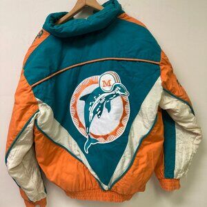 Vintage Miami Dolphins Jacket Size medium  Triple FAT Goose Puffer 90s Full Zip